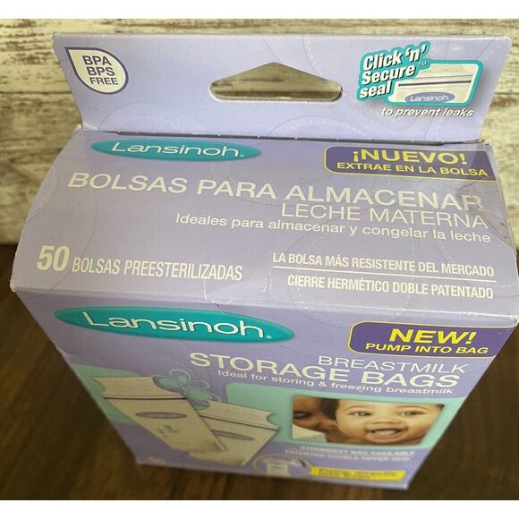 Lansinoh Pre-Sterilized Breastmilk Storage Bags Click Secure Seal BPA Free 100Ct - Picture 3 of 6